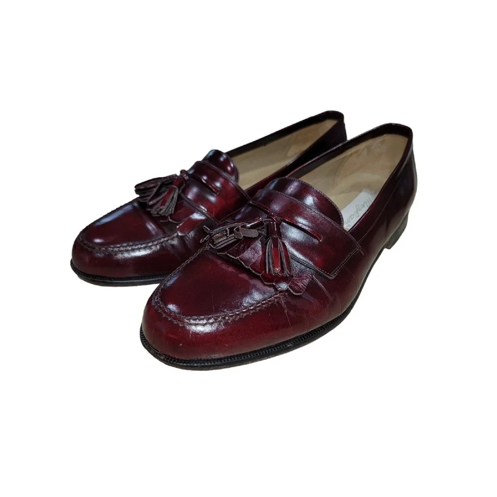 Mezlan Santander Tassel Loafers Men's 9.5W Oxblood Leather Moc Toe Dress Shoes